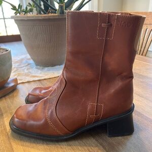 BROWN LEATHER NAOT ANKLE BOOTS - SIZE 37